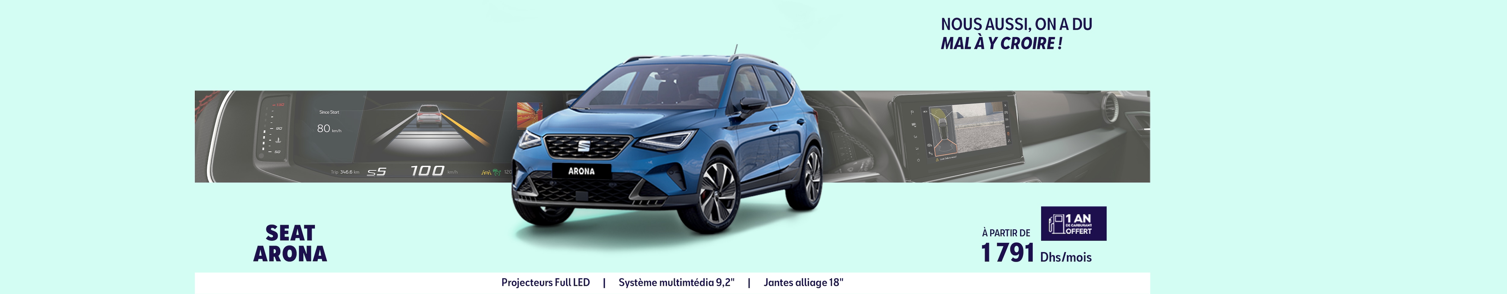 Femme avec une plante marche à SEAT arona couleur camouflage foncé