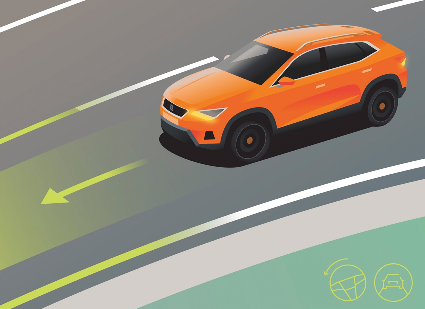 SEAT Ateca SUV travel assist feature illustration