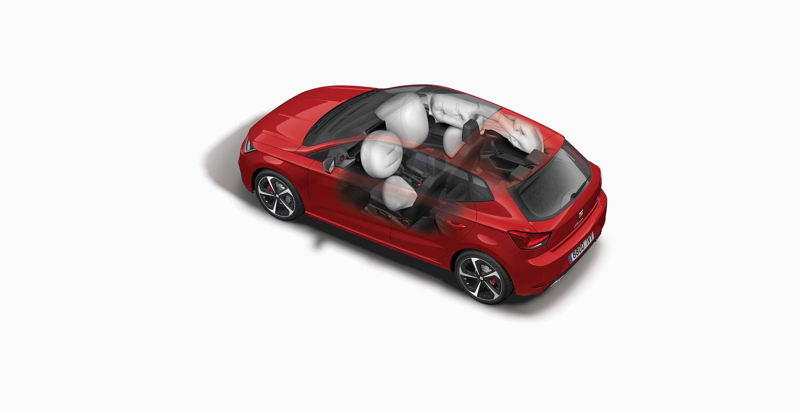 High view of the SEAT Ibiza airbags 