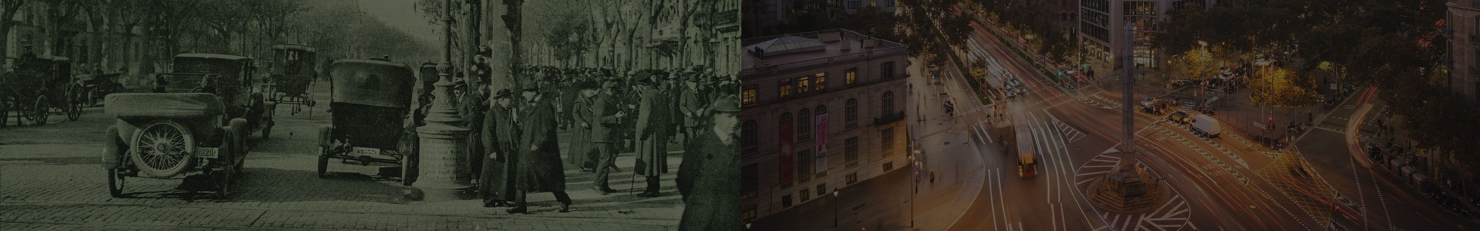 Comparison photo of Barcelona’s roads today and 100 years ago